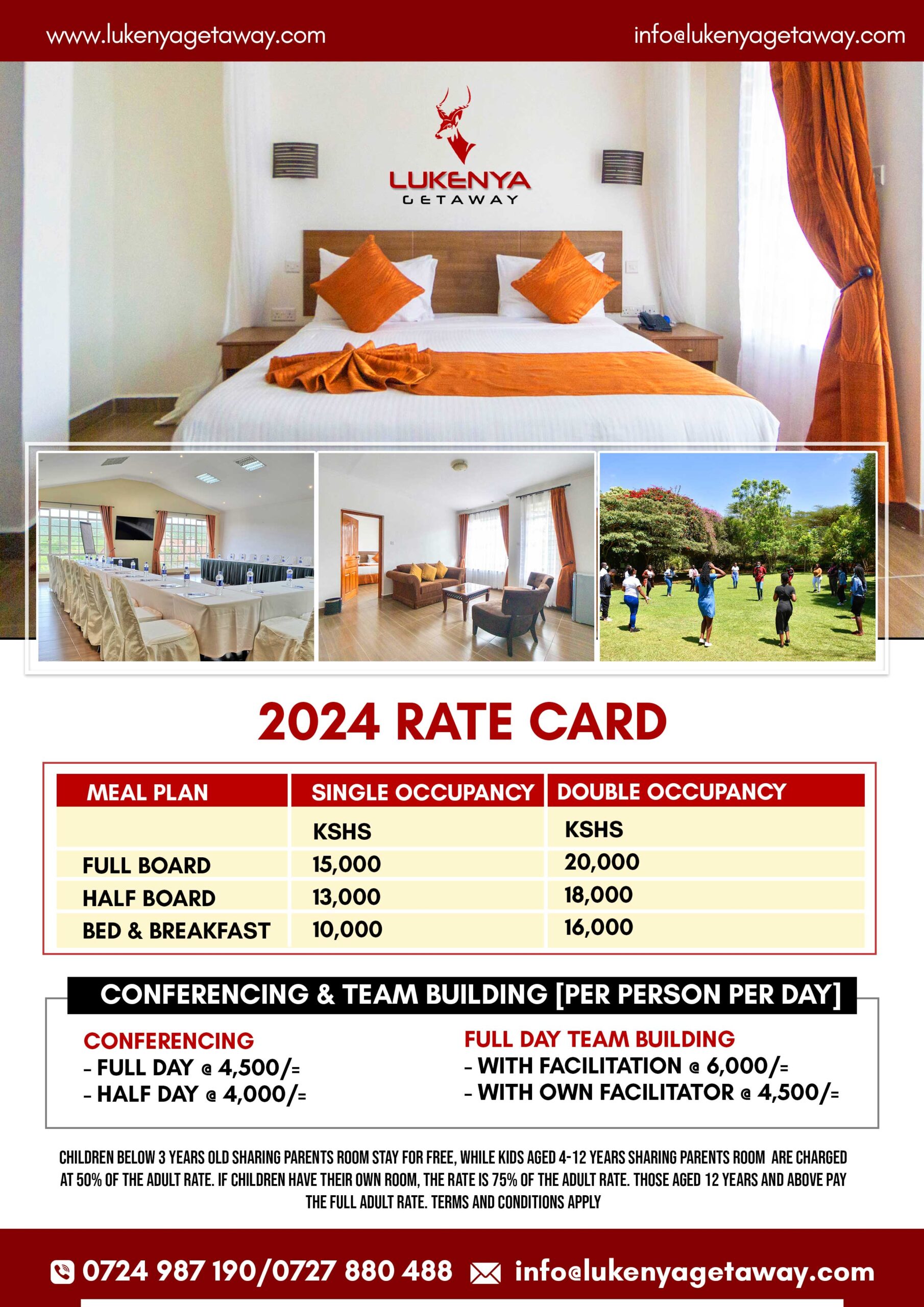 Lukenya getaway accommodation rate card 2024